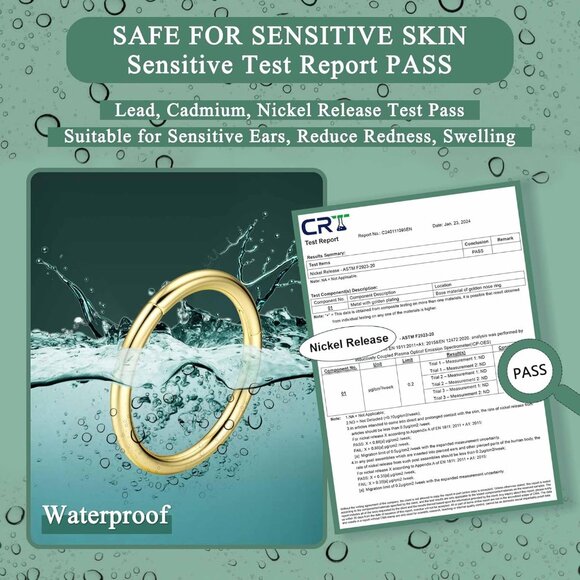 Five Pcs Stainless Steel Septum and Nose Rings Set in Multiple Colors with Hinge - Picture 2 of 7